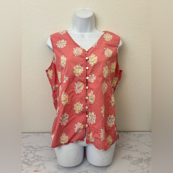 Liz Claiborne Tops - Liz Claiborne Career Sleeveless Button Down Top Stretch Womens L Floral